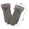 thumbnail image 5 of GROFRY 1 Pair Women Gloves Full Finger Touchscreen Plush Lining Windproof Bowknot Decor Keep Warm Thickened Winter Outdoor Cycling Girls Gloves for Riding, 5 of 7