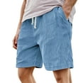 thumbnail image 2 of Corduroy Shorts for Men Summer Casual Elastic Waist Wide Straight Leg Relaxed Fit Shorts with Pockets, 2 of 5