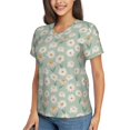 thumbnail image 5 of Yiaed Daisies Flowers Print Women's T Shirt V-Neck Short Sleeve Shirt Casual Breathable Tee Summer Tops-XX-Large, 5 of 5