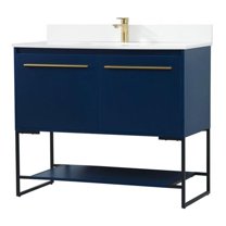 40 inch single bathroom vanity in blue with backsplash