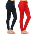 thumbnail image 4 of White Mark Women's Plus Size Pack of 2 Solid Color Leggings, 4 of 8