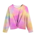thumbnail image 6 of YLSDY Fashion Pullovers for Teen Girls Twist Front Tie Dye Hoodless Sweatshirt Casual Long Sleeve Tops Clothes for 4-12 Years Pink 7 Years, 6 of 6