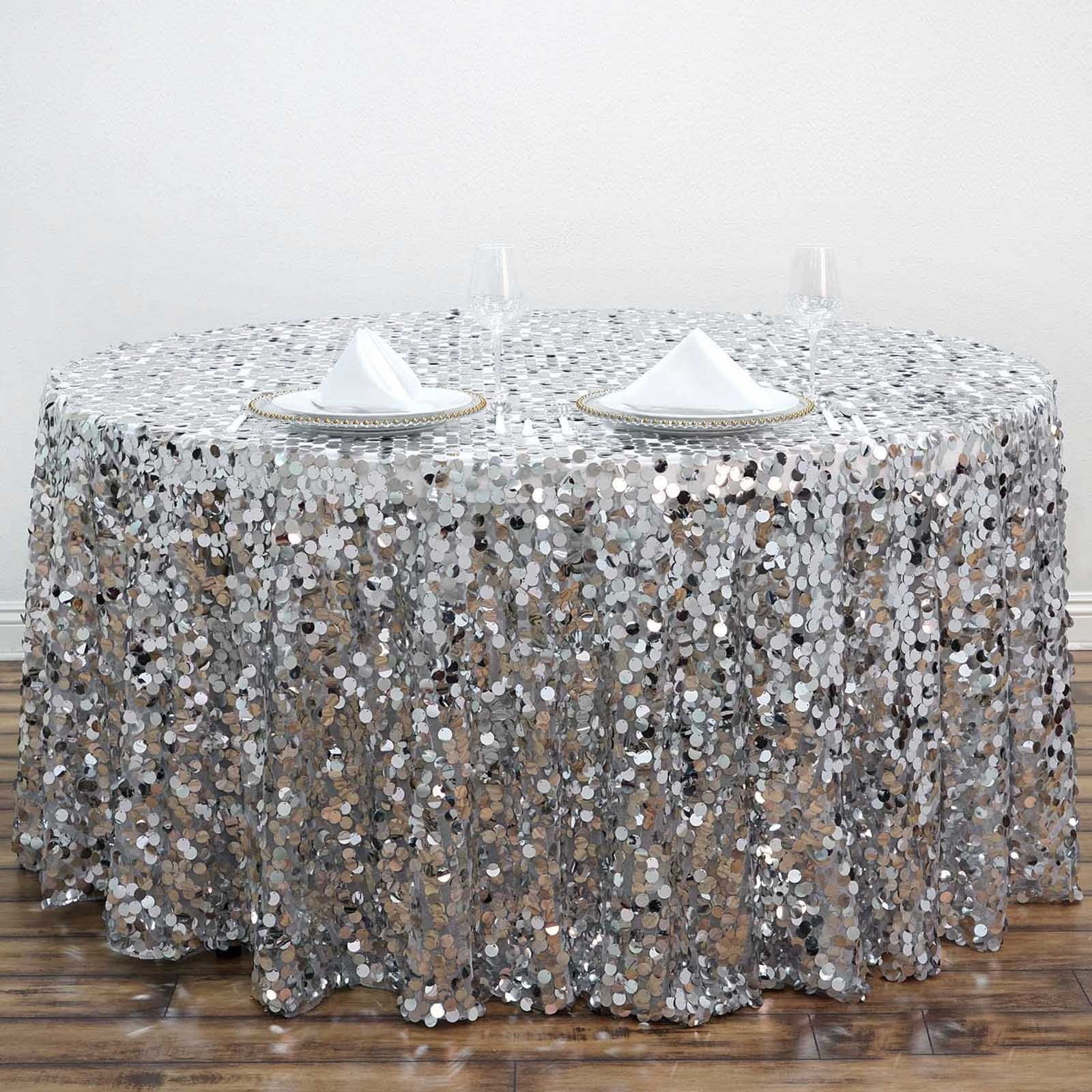 Efavormart 120" Big Payette Sparkly SEQUIN Round Tablecloth For Wedding