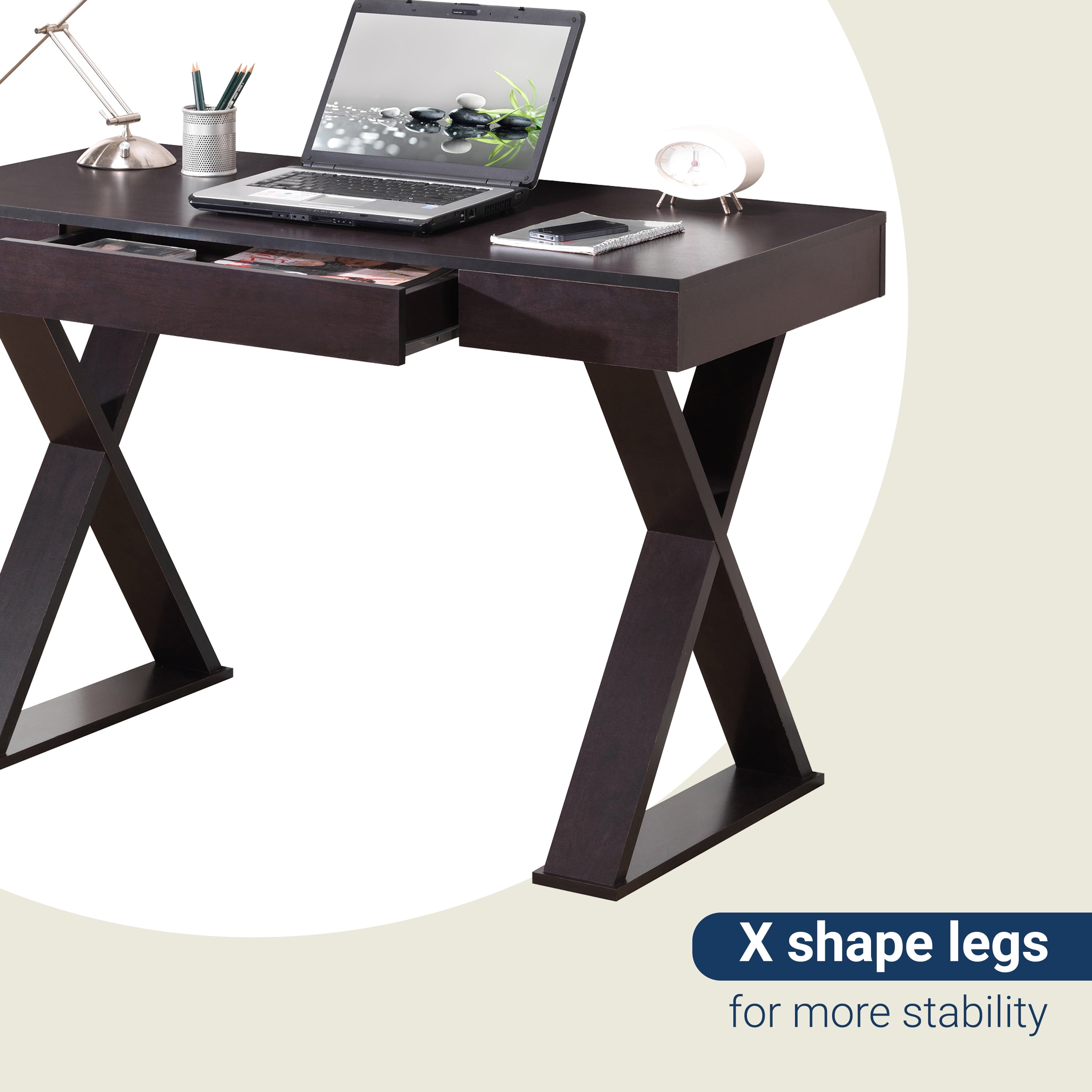 Trendy Writing Desk with Drawer, Espresso