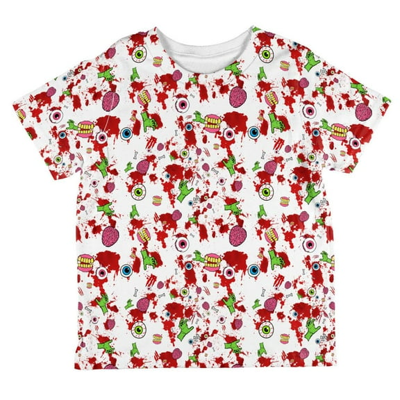 Halloween Zombie Elements Pattern All Over Youth T Shirt Multi YLG
