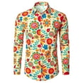 thumbnail image 4 of CONZONE Mens Buttons Down Shirts Long Sleeve Shirts For Men Trendy Floral Graphic Lapel Soft Lightweight Tops, 4 of 5