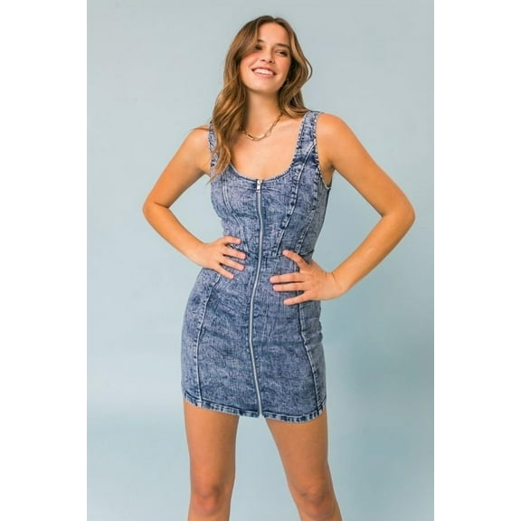 A Sleeveless Denim Mini Dress S