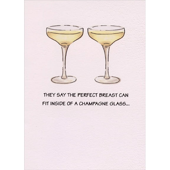Designer Greetings Perfect Breast Champagne Glass Funny / Humorous Feminine Risque Birthday Card for Her : Woman : Women