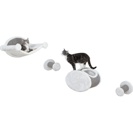 UPC: 4011905499239 | TRIXIE Plush & Sisal Cover Cat Perch with Steps Hammock & Condo 4 Piece Set Gray-White