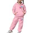 thumbnail image 3 of BUWTTED Girls Activewear Jogger Sets - 2 Piece 67 Print 6 7 Ice Cream Drip Graphic Pullover Hoodie Sweatshirt Sweatpants Sweatsuit Outfits ZB Pink Sizes 8-9 Y, 3 of 9