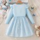 thumbnail image 4 of Vestido de cuello redondo y manga larga para niñas Vestido de cuello redondo y manga larga para niñas Falda de malla elegante Vestido de princesa elegante para niñas pequeñas Vestido de poliéster para, 4 of 7