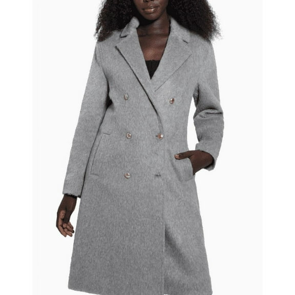 Guess Women's Textured Double-Breasted Notched-Collar Coat, Medium