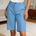thumbnail image 2 of Bermuda Shorts for Women Knee Length Elastic High Waist Wide Straight Leg Dressy Casual Office Work Shorts with Pockets, 2 of 6