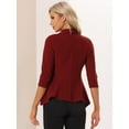 thumbnail image 3 of DARING DIVA Women's Draped Collar Open Front Blazer Ruffle Jacket M Red, 3 of 6