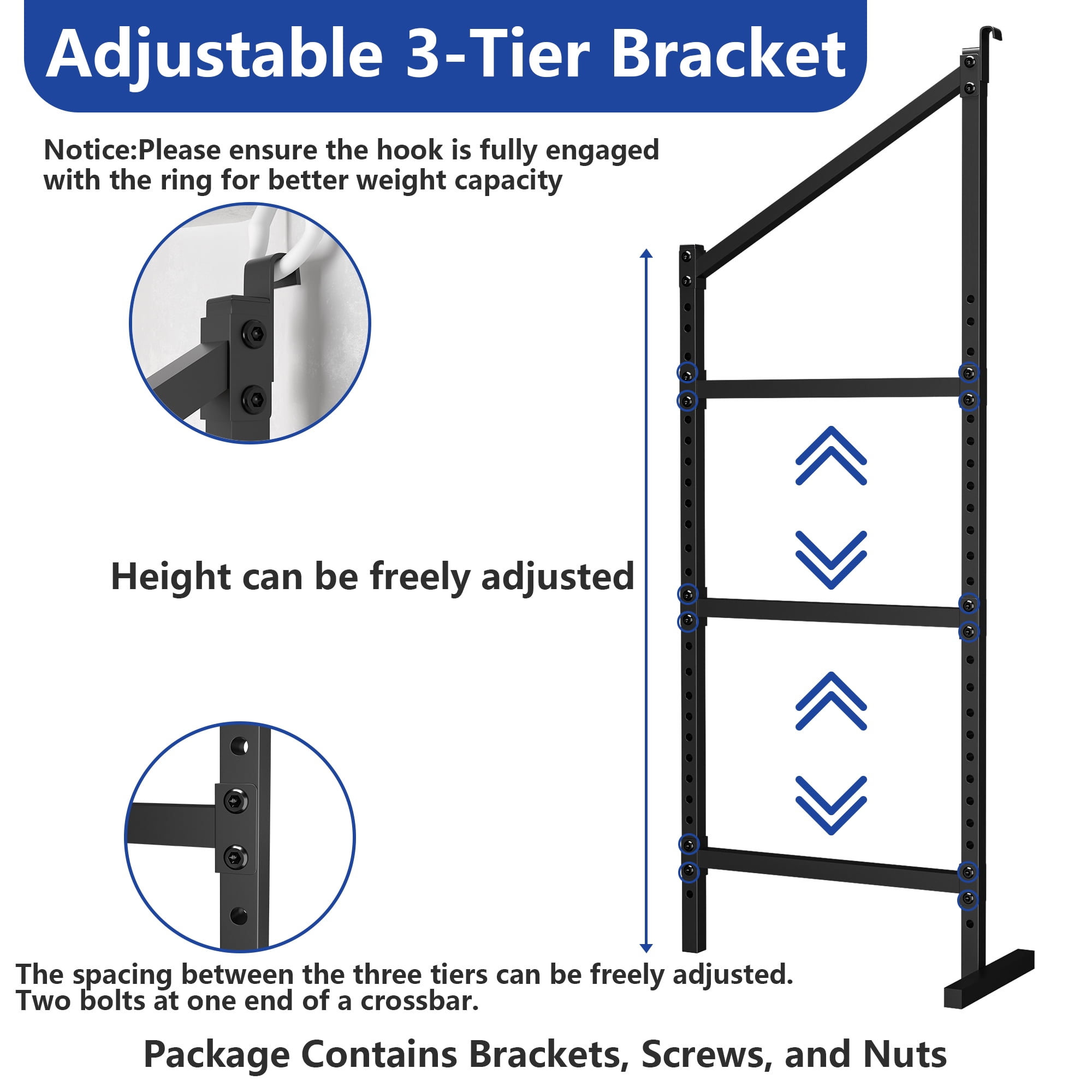 YOHKOH Shipping Container Shelving, Adjustable 3-Tier Heavy Duty Brackets, 59"W x 22"D x 59"H, 1100 lbs Capacity for Garage & Warehouse Storage