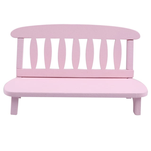 Milisten Mini Wooden Settee Model Creative Photo Props Vintage Room Layout Adorable Home Chair Ornament (Pink)