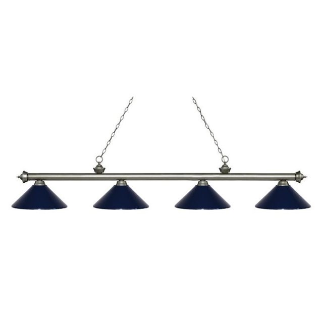 Z-Lite Riviera 4 Light Island Billiard Light in Antique Silver