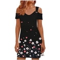 thumbnail image 2 of Roncen Sundresses for Women Beach Vacation 2026 Spring Cover Ups Short Sleeve T Shirt Dress Cold Shoulder Summer Dresses, 2 of 6
