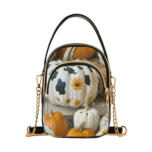 ALAZA Chain Crossbody Bags for Women Pumpkins Halloween Shoulder Handbag Phone Purse