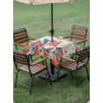 thumbnail image 4 of Outdoor Tablecloth with Umbrella Hole for Patio/Picnic/Party/Camping, Independence Day Waterproof Table Cloth Square Cover Washable, Gnomes American Flag Flowers Retro Blue Plaid (60"x 60"), 4 of 9