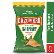 Cazo de Oro Fire-Roasted Hatch Chile Corn Tortilla Chips, 11 oz Bag
