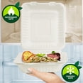 thumbnail image 3 of PAMI 8x8in Compostable To Go Containers with Lids, 50 count Disposable Biodegradable Bagasse Compartment Plates, 3 of 5