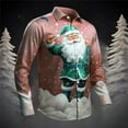 thumbnail image 2 of Kcodviy Chemise de Noël pour Hommes Père Noël Numérique Long Bouton Imprimé 3D Bouton Col Rabattu Chemise à Manches Longues Haut Chemise Dragon Chemise Imprimée pour Hommes Chemise de Pyjama Boutonnée pour Hommes, 2 of 4