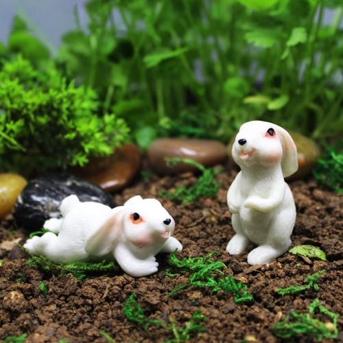 2pcs Rabbits Figurine Garden Ornaments Home Yard Outdoor Lawn Craft Decor 