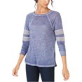 thumbnail image 1 of I.N.C T-Shirt Basique à Rayures Varsity pour Femmes, Bleu, TTG, 1 of 1