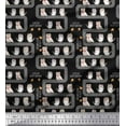 thumbnail image 1 of Soimoi Black Heavy Canvas Fabric Text & Owl Bird Print Fabric by the Yard 58 Inch Wide, 1 of 3