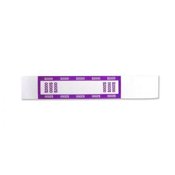 Controltek 560021 Dollar 2000 Twenties Bleached White Kraft Bill Strap, Violet - 1000 per Box