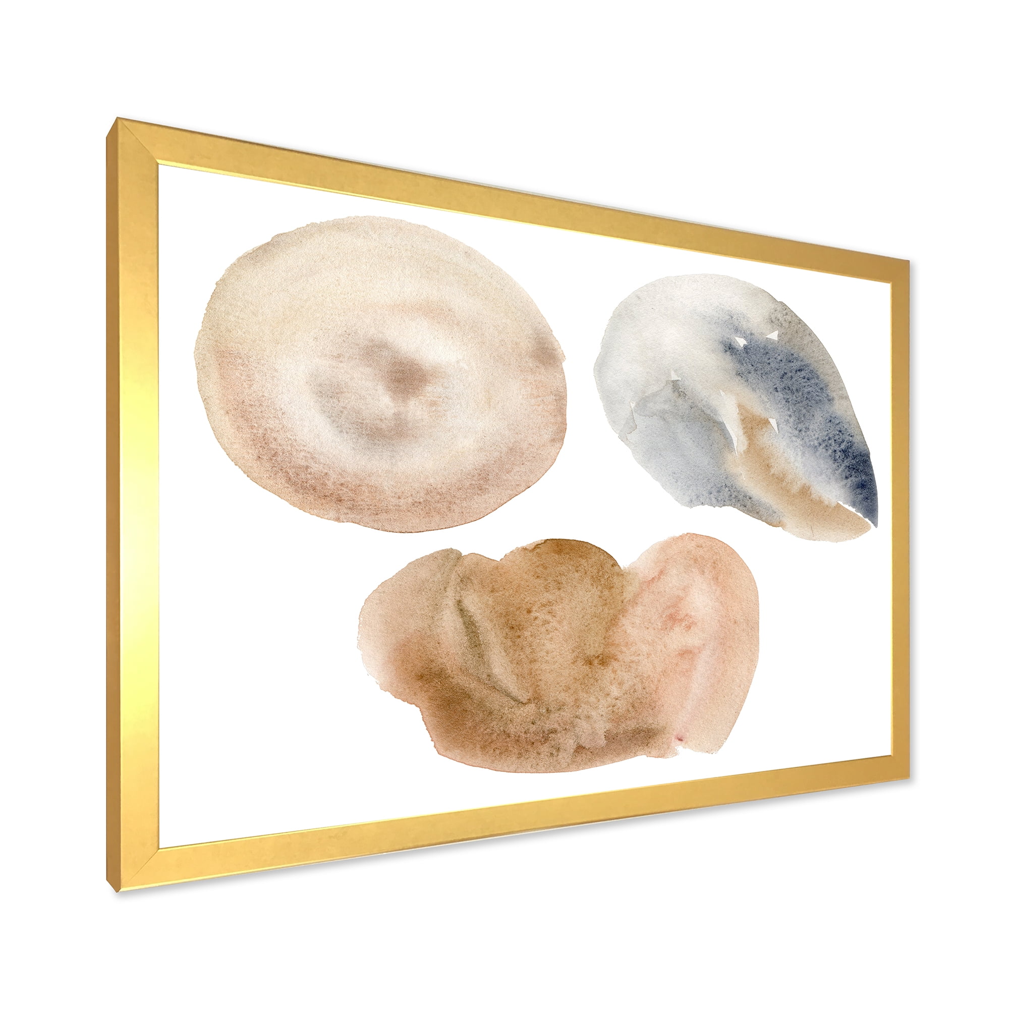 Designart 'Holiday Set With Abstract Beige and Blue Circle Spot' Modern Framed Art Print