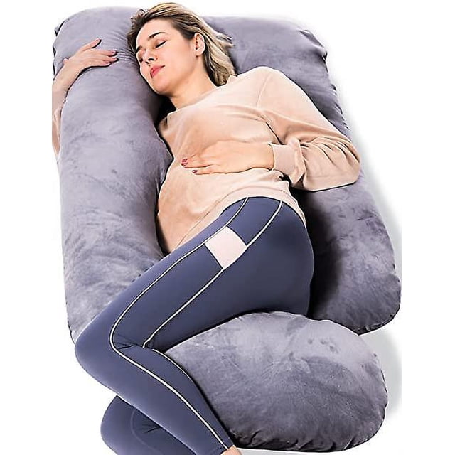 Almohadas para Embarazo, Almohada de Maternidad de Cuerpo Completo en Forma de U con Funda Extraíble - Soporte para Espalda, Piernas, Vientre, Caderas para Mujeres Embarazadas, Embarazo de 57 Pul