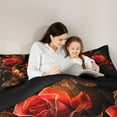 thumbnail image 5 of Castle Fairy Teens Red Flower Rose Twin Comforter Sets,Romantic Gold Butterfly Bedding Set, 5 of 8