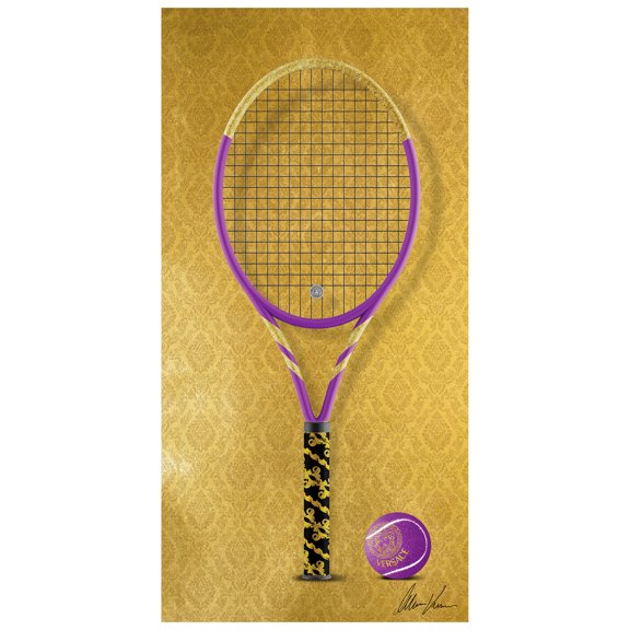 V Vibe Racquet Frameless Free Floating Tempered Glass Panel Graphic Wall Art , 24" x 48"