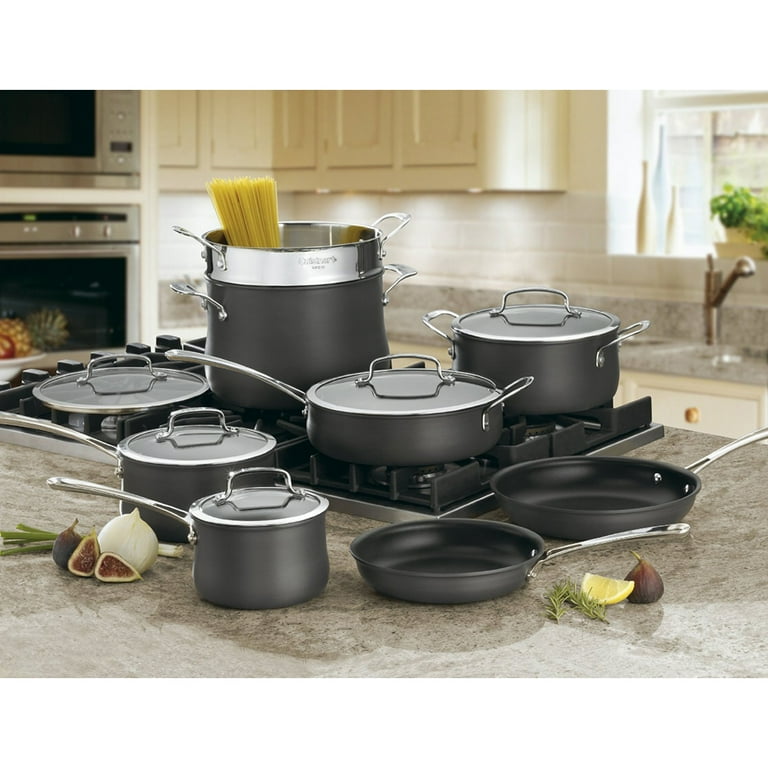 Contour 13-Piece Hard-Anodized Aluminum Nonstick Cookware Set in Black Contour 13-Piece Hard-Anodized Aluminum Nonstick Cookware Set in Black