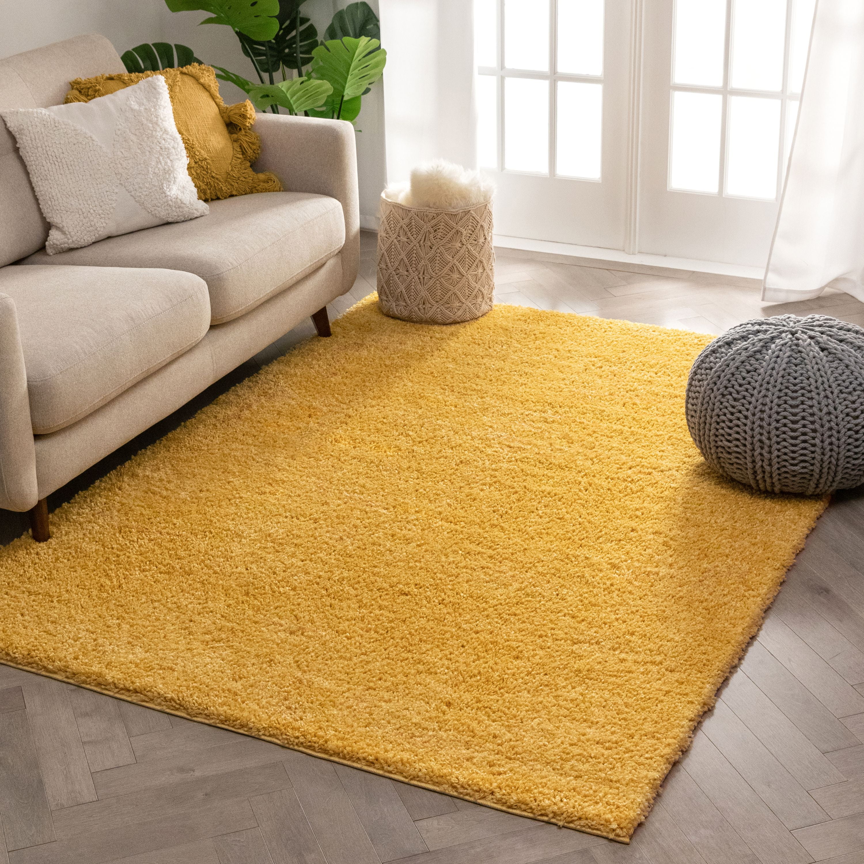 Small Rugs Solid Color Well Woven Solid Color Yellow Soft Shag Area Rug - Walmart.com
