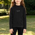 thumbnail image 5 of Girls Solid Color Long Sleeve Top, Crew Neck Pullover Shirt, Easy Matching Casual Kids Clothing | Akmoler,Black 5-6 Years, 5 of 9