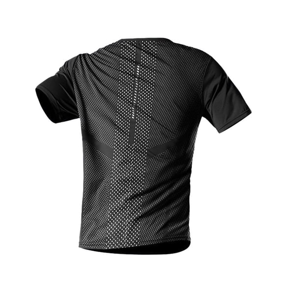 Men's Cooling Ice Silk Running Shirts Quick Dry Athletic Gym T-Shirts Moisture Wicking & Sun Protection Lightweight Workout Tshirts Black XXL