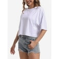 thumbnail image 4 of Women's Oversized Crop T-Shirt - Drop Shoulder Round Neck Workout Top - Comfort Casual Short Tee, 4 of 4