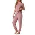 thumbnail image 4 of INSPIRE CHIC Ensemble de Pyjama pour Femme en Modal Tenue de Nuit à Manches Courtes avec Pantalon de Survêtement Long Ensemble Doux m Rose, 4 of 6