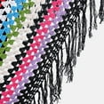 thumbnail image 3 of TAMSY Black with Multicolor Stripe Pattern Cotton Hand Chrochet Poncho - One Size Fits Most Birthday Christmas Gifts, 3 of 3