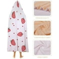 thumbnail image 4 of Hooded Blanket Strawberry Print Flannel Fleece Wearable Blanket, Super Soft Fuzzy Throw Poncho Blanket Cape, 4 of 6