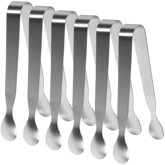 6 pinzas de acero inoxidable para cubitos de azúcar, mini pinzas para servir, pinzas para servir hielo para fiesta