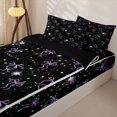 thumbnail image 3 of Homewish Purple Bowknot Zipper Full Size Comforter Sets with Fitted Sheet and 2 Pillowcases,Watercolor Cute Rhombus Pattern Zipper Bedding Set For Kids Girl,Black Reversible,4 Pieces, 3 of 7