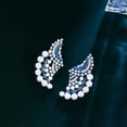 thumbnail image 7 of Symmetrical Blue Cubic Zirconia Pearl Earrings Geometric Silver Plated Jewelry, 7 of 7