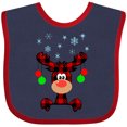 thumbnail image 3 of Inktastic Cute Flannel Reindeer with Christmas Bulbs and Snowflakes Boys or Girls Baby Bib, 3 of 4
