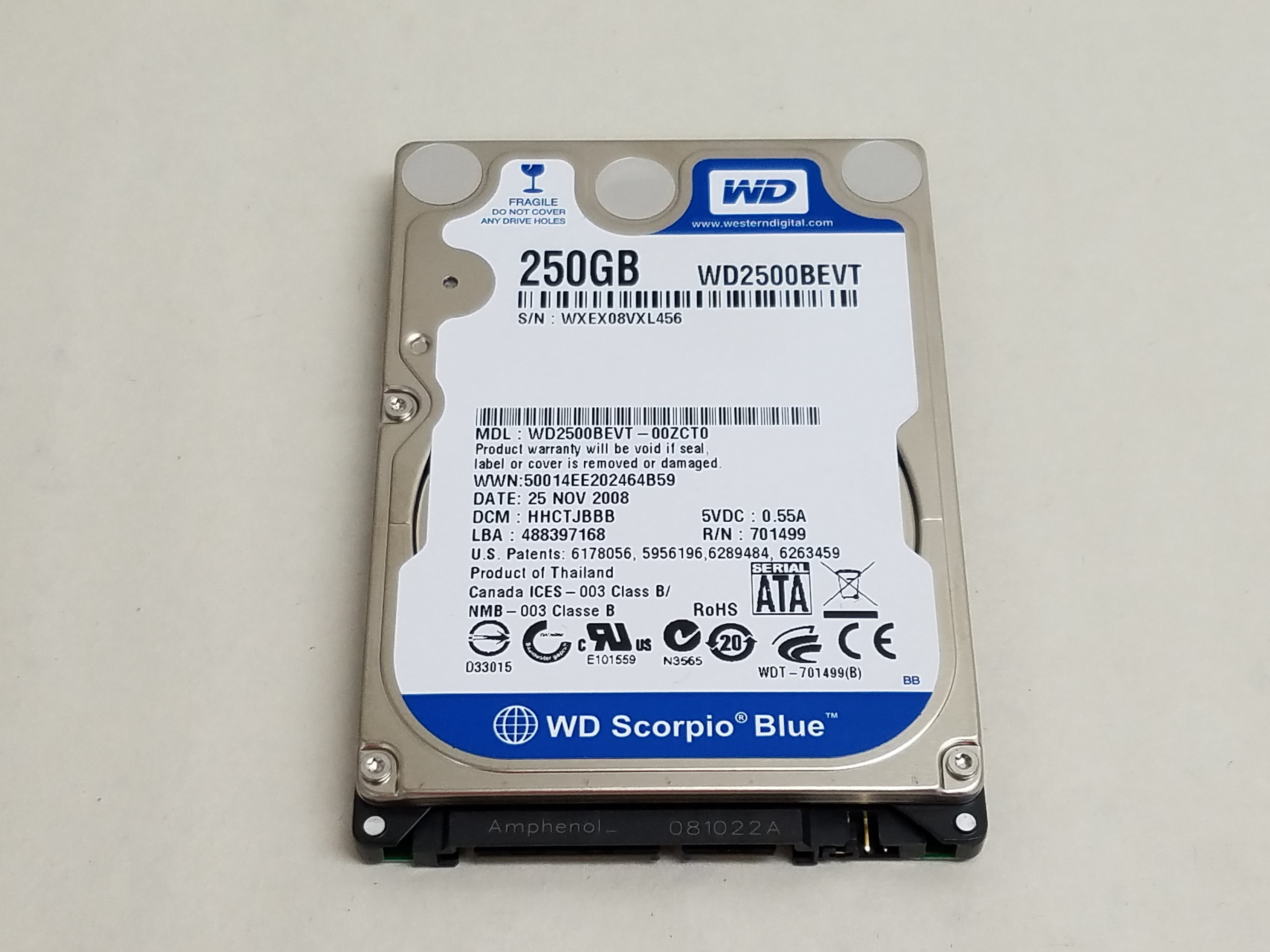Used Western Digital Scorpio Blue WD2500BEVT 2.5
