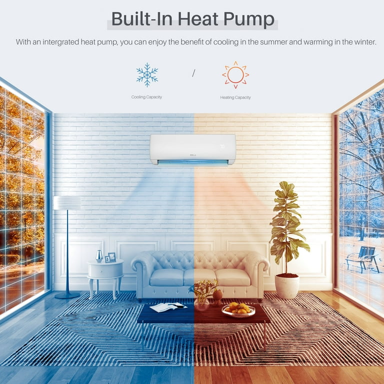 DELLA 24000 BTU Wifi Enabled Mini Split Air Conditioner Ductless Inverter  System, 17 SEER 208-230V Energy Efficient Unit with 2 Ton Heat Pump,  Pre-Charged Condenser u0026 Full Installation Kit - Walmart.com