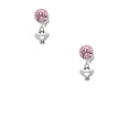 thumbnail image 2 of Delight Jewelry Silvertone Mini Heart with Cutout Pink Crystal Clip on Earrings, 2 of 5